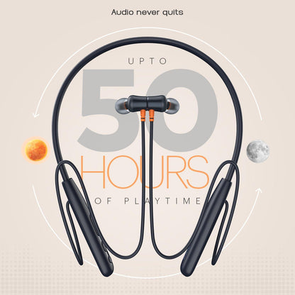 Noise Airwave Bluetooth in Ear Neckband with 50H of Playtime, 3 EQ Modes, ENC for Calling, Low Latency(Upto 50ms), 10mm Driver, BT v5.3(Jet Black) - Nalanda Enterprises