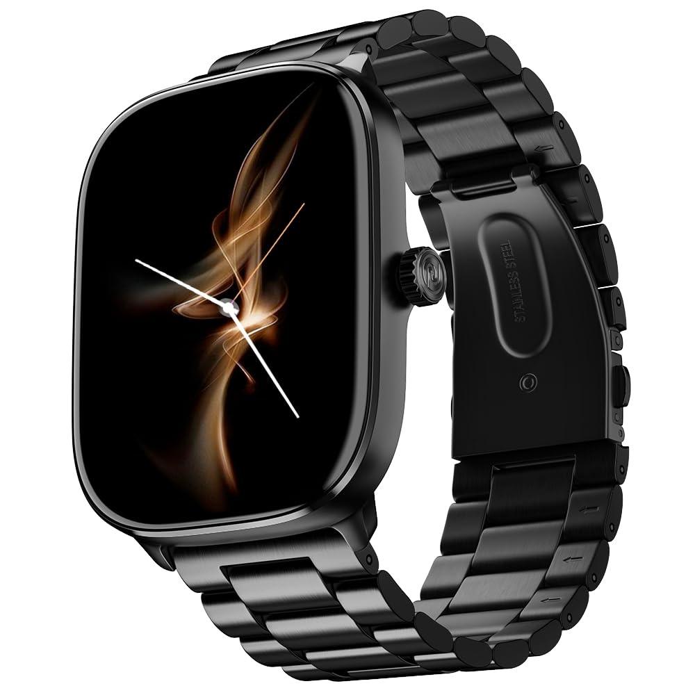 Noise New Macro Smart Watch with 2.0” HD Display,Metallic Finish BT Calling, Functional Crown, 7 Days Battery Life, Sleep Tracking, 200+ Watch Faces (Elite Black) - Nalanda Enterprises