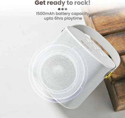 Toreto Jukebox Wireless Bluetooth Speaker 10W with Wireless Karaoke MIc IVoice Changing Feature | Deep Bass I USB I TWS I AUX I Outdoor Speaker with Carrying Strap - Nalanda Enterprises