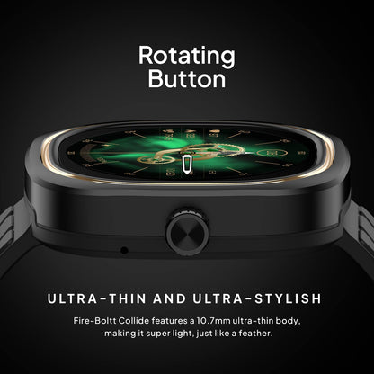 Fire-Boltt Collide 1.32" Display Smartwatch, Bluetooth Calling with Body Shielding Metal Paint, Single BT Connection, BT 2.0 Ultra Low Power Consumption, SpO2 (Silver Black)