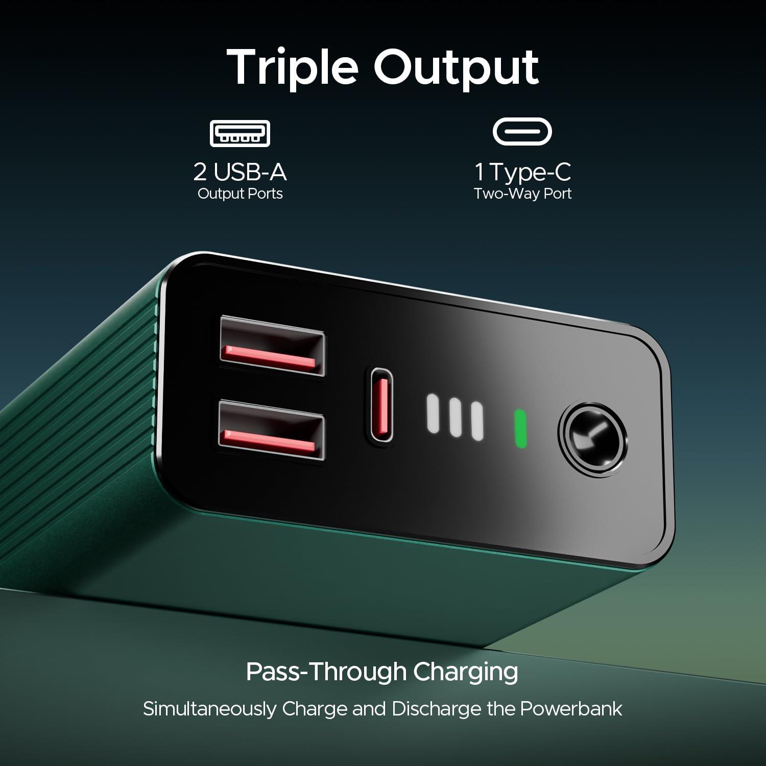 boAt Newly Launched Pocket Energyshroom PB400 Pro 20000mAh | Compact Power Bank w/Type-C Input (2-Way Port), 3X Output Ports,2-Way 22.5W Fast Charging, Pass-Through Charging(Carbon Black) - Nalanda Enterprises