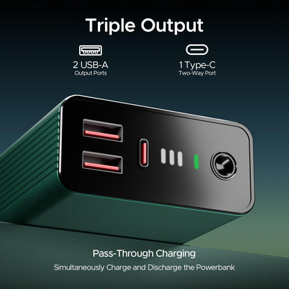 boAt Newly Launched Pocket Energyshroom PB400 Pro 20000mAh | Compact Power Bank w/Type-C Input (2-Way Port), 3X Output Ports,2-Way 22.5W Fast Charging, Pass-Through Charging(Carbon Black) - Nalanda Enterprises