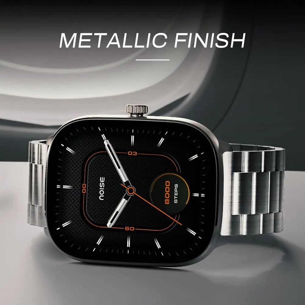 Noise New Macro Smart Watch with 2.0” HD Display,Metallic Finish BT Calling, Functional Crown, 7 Days Battery Life, Sleep Tracking, 200+ Watch Faces (Elite Black) - Nalanda Enterprises