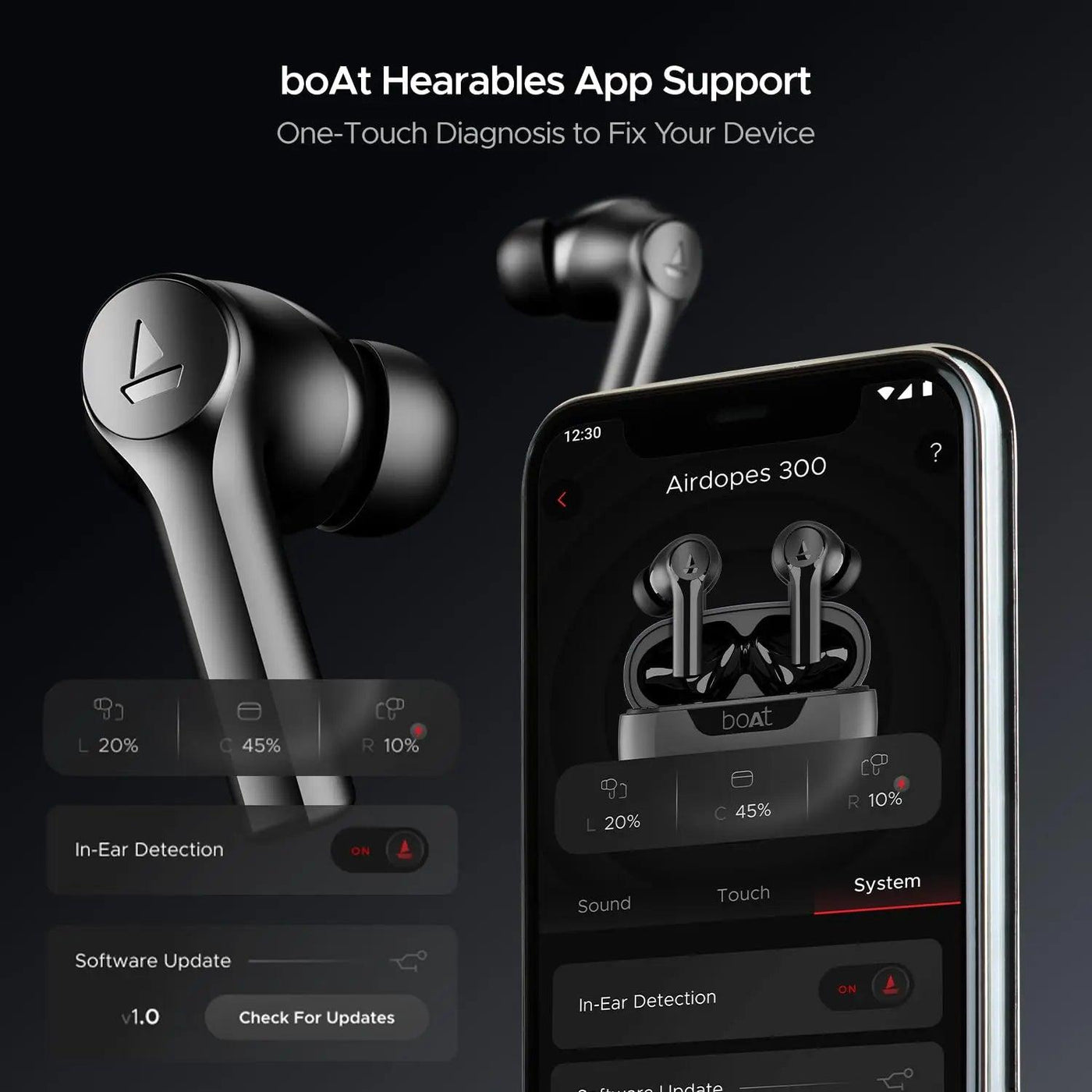 boAt Airdopes 300, Cinematic Spatial Audio, 50HRS Battery, 4Mic AI ENx, Fast Charge, App Support, Low Latency, IPX4, v5.3 Bluetooth Earbuds, TWS Ear Buds Wireless Earphones with mic - Nalanda Enterprises