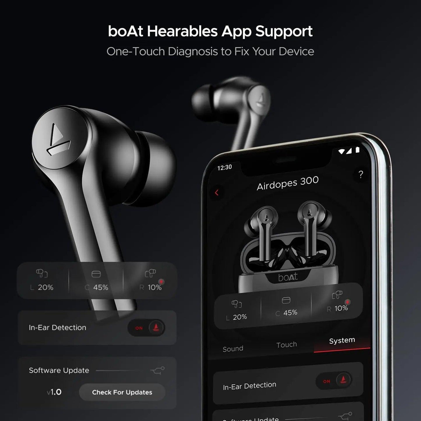 boAt Airdopes 300, Cinematic Spatial Audio, 50HRS Battery, 4Mic AI ENx, Fast Charge, App Support, Low Latency, IPX4, v5.3 Bluetooth Earbuds, TWS Ear Buds Wireless Earphones with mic - Nalanda Enterprises