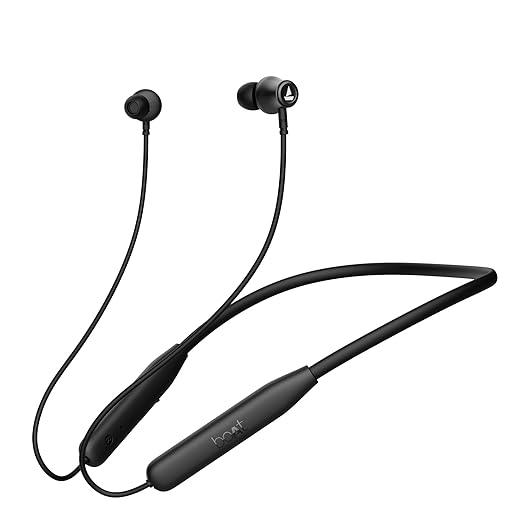 boAt Rockerz 111 Bluetooth Wireless Neckband with Up to 40 Hrs Playtime, Dual Device Pairing, Enx Tech, Beast Mode, ASAP Charging, Btv5.3, Ipx5,Type-C Interface & Magnetic in Ear Buds(Active Black) - Nalanda Enterprises