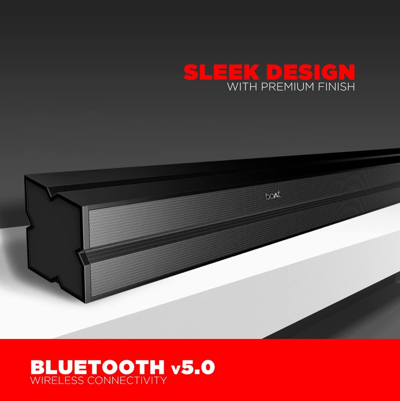 boAt AAVANTE Bar 1800 120W 2.1 Channel Bluetooth Soundbar Signature Sound, Wireless Subwoofer, Multiple Connectivity Modes, Entertainment Modes(Premium Black) - Nalanda Enterprises