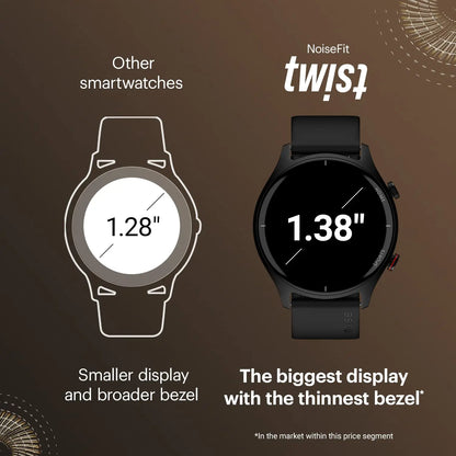 Noise Twist Go Round dial Smartwatch with BT Calling, 1.39" Display, Metal Build, 100+ Watch Faces, IP68, Sleep Tracking, 100+ Sports Modes, 24/7 Heart Rate Monitoring (Black Link) - Nalanda Enterprises