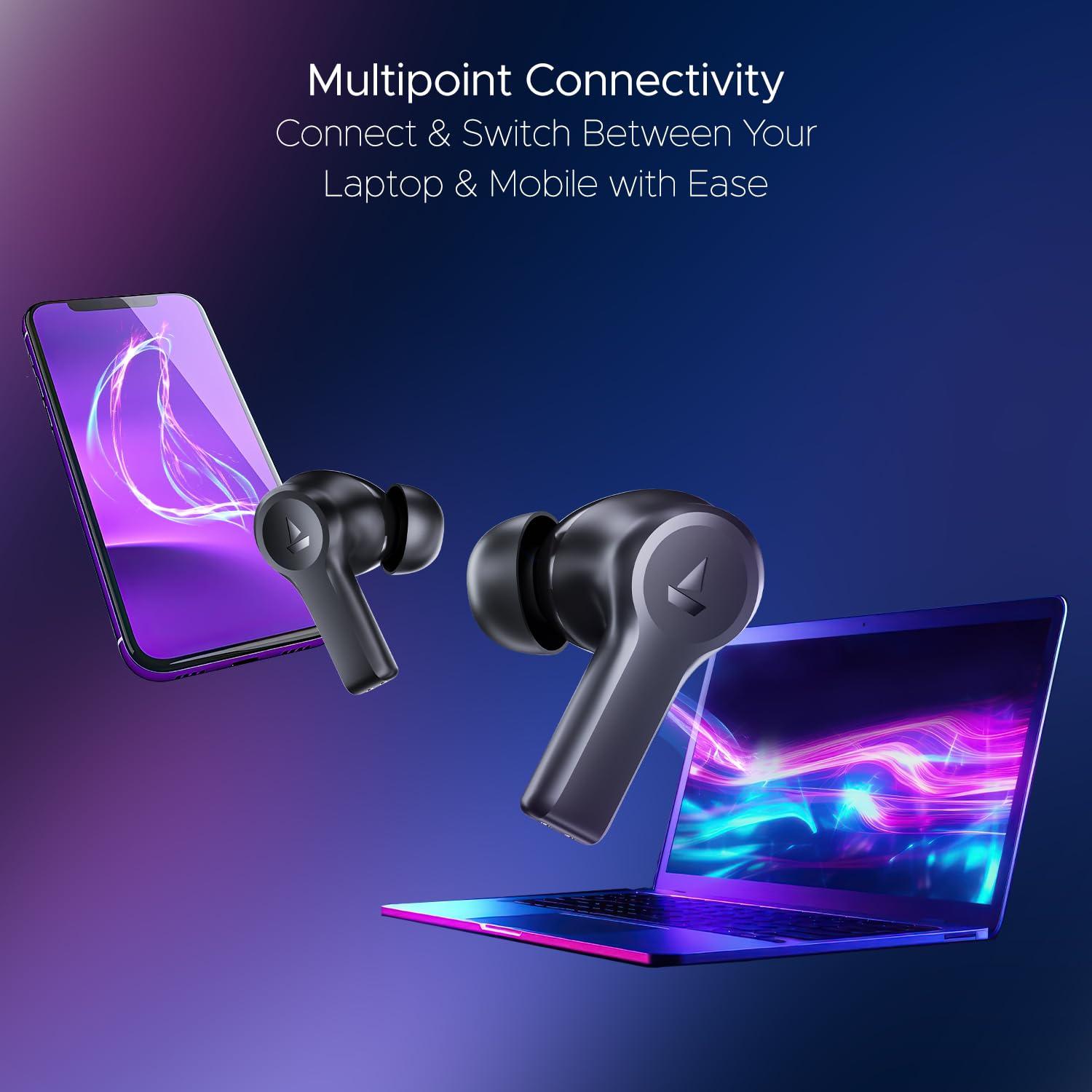 boAt Nirvana Lucid w/ 32 dB ANC, Multi-Point Connectivity, in-Ear Detection, 60HRS Playback, Hearables App, 4 Mics ENx, IPX5 Truly Wireless in Ear Earbuds, TWS Ear Buds - Nalanda Enterprises