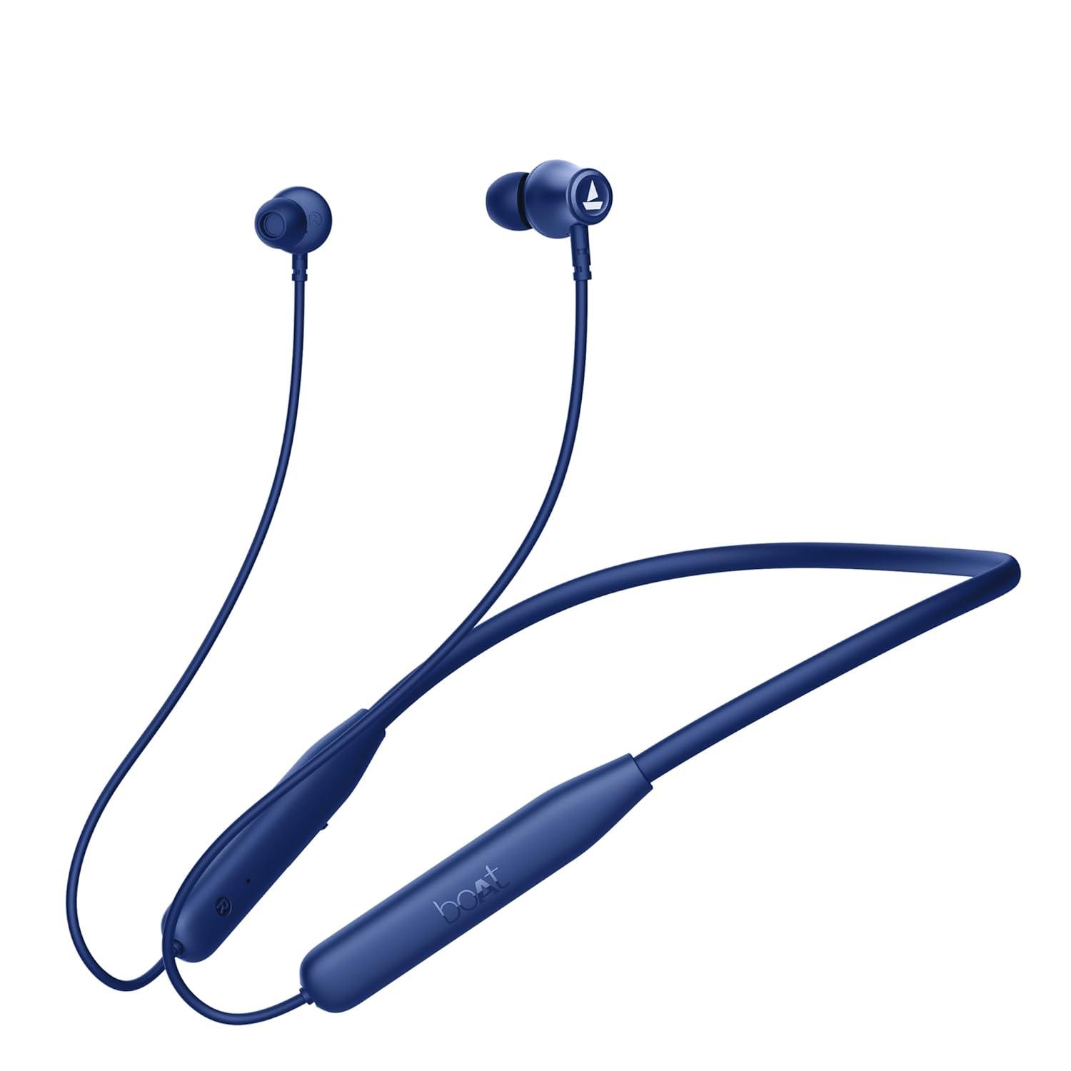 boAt Rockerz 111 Bluetooth Wireless Neckband with Up to 40 Hrs Playtime, Dual Device Pairing, Enx Tech, Beast Mode, ASAP Charging, Btv5.3, Ipx5,Type-C Interface & Magnetic in Ear Buds(Active Black) - Nalanda Enterprises