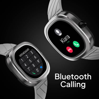 Fire-Boltt Collide 1.32" Display Smartwatch, Bluetooth Calling with Body Shielding Metal Paint, Single BT Connection, BT 2.0 Ultra Low Power Consumption, SpO2 (Silver Black)