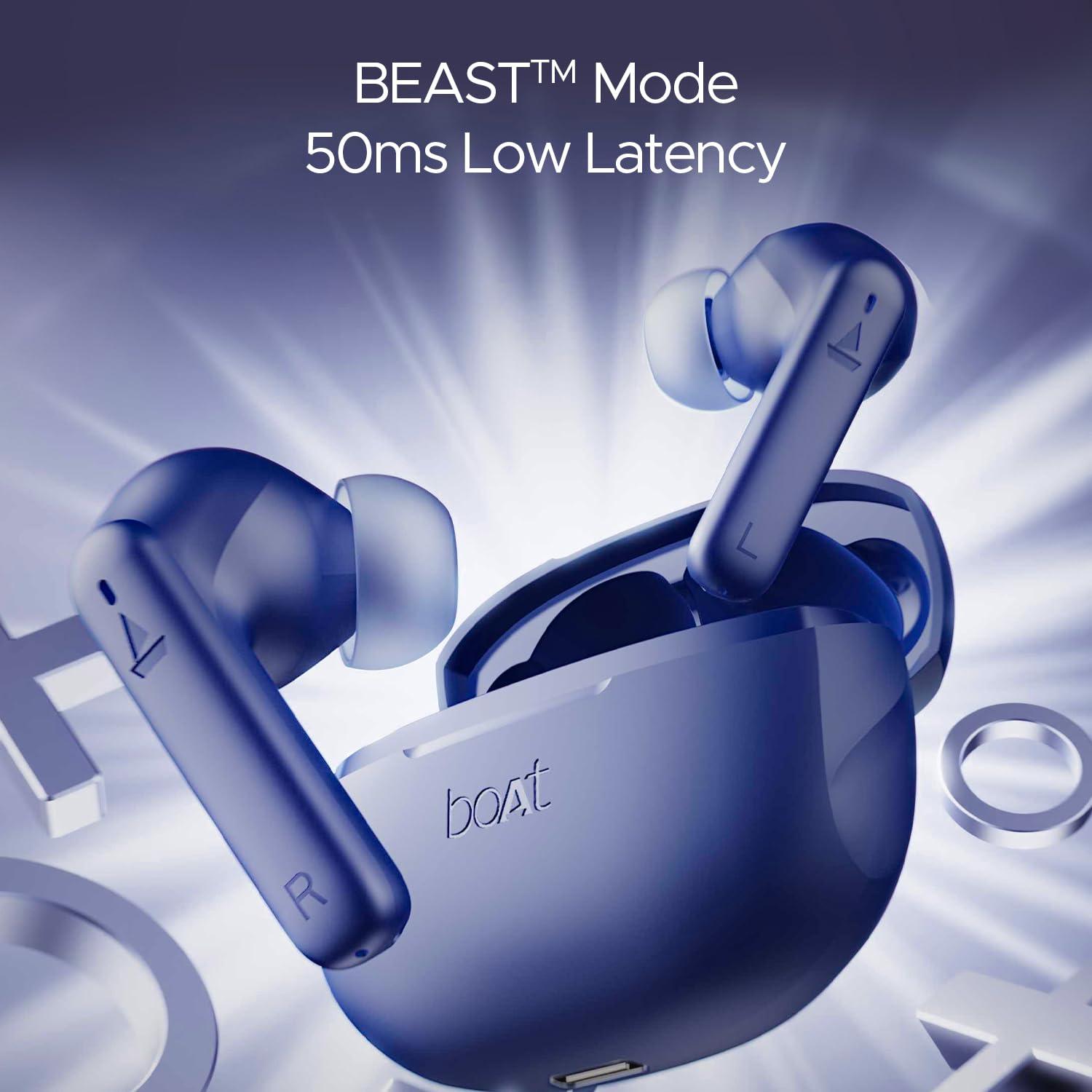boAt Airdopes 170 TWS Earbuds with 50H Playtime, Quad Mics ENx™ Tech, Low Latency Mode, 13mm Drivers, ASAP™ Charge, IPX4, IWP™, Touch Controls & BT v5.3(Tranquil Blue) - Nalanda Enterprises