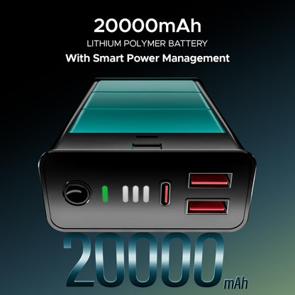 boAt Newly Launched Pocket Energyshroom PB400 Pro 20000mAh | Compact Power Bank w/Type-C Input (2-Way Port), 3X Output Ports,2-Way 22.5W Fast Charging, Pass-Through Charging(Carbon Black) - Nalanda Enterprises