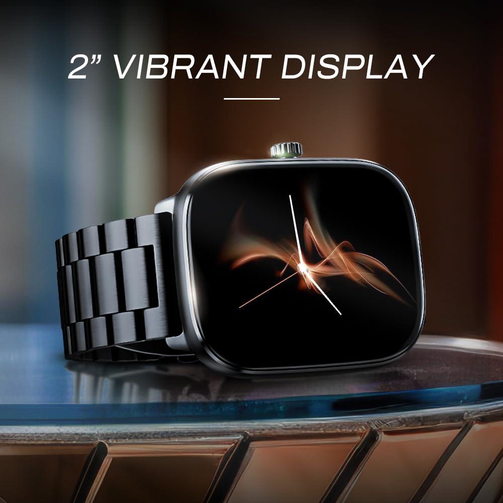 Noise New Macro Smart Watch with 2.0” HD Display,Metallic Finish BT Calling, Functional Crown, 7 Days Battery Life, Sleep Tracking, 200+ Watch Faces (Elite Black) - Nalanda Enterprises