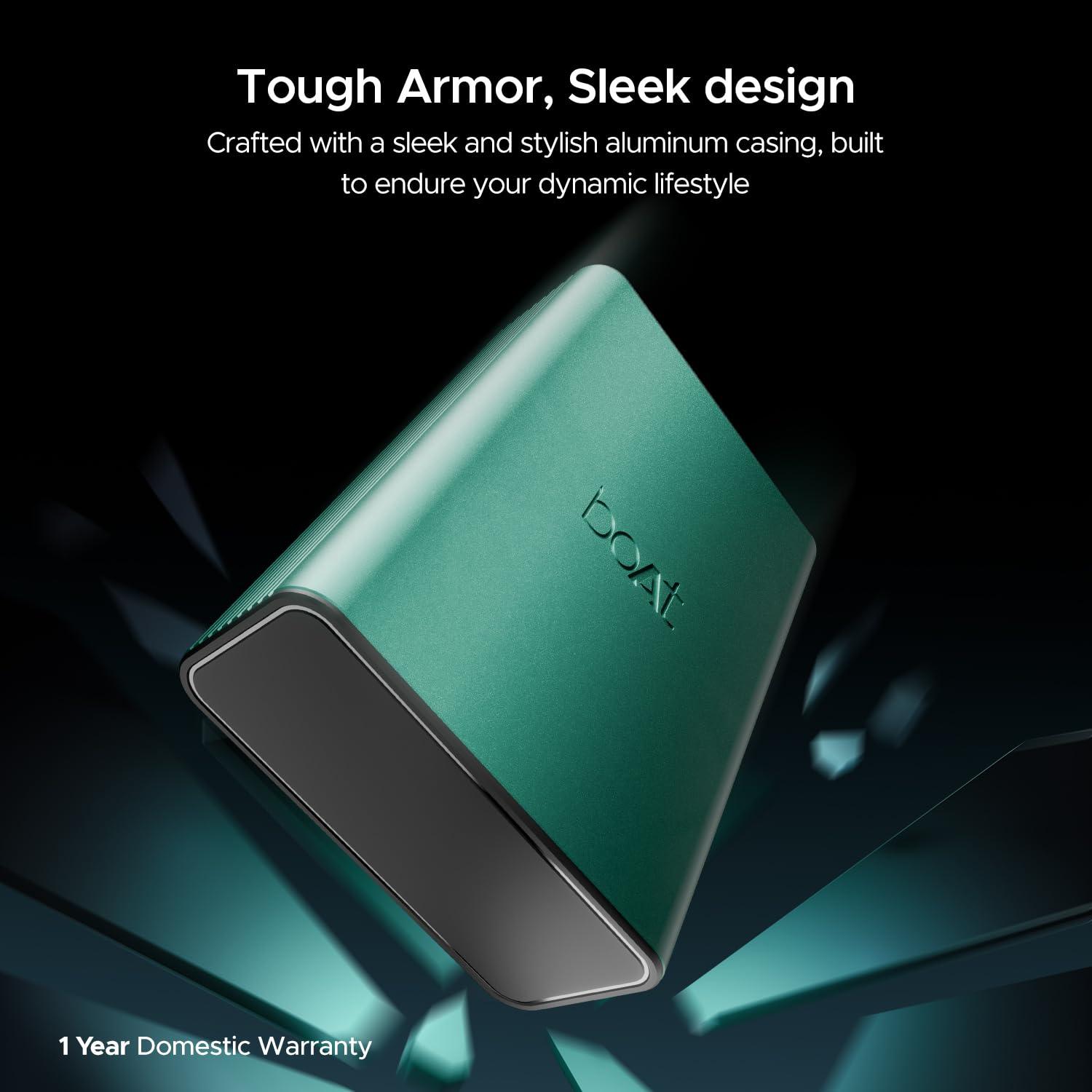 boAt Newly Launched Pocket Energyshroom PB400 Pro 20000mAh | Compact Power Bank w/Type-C Input (2-Way Port), 3X Output Ports,2-Way 22.5W Fast Charging, Pass-Through Charging(Carbon Black) - Nalanda Enterprises