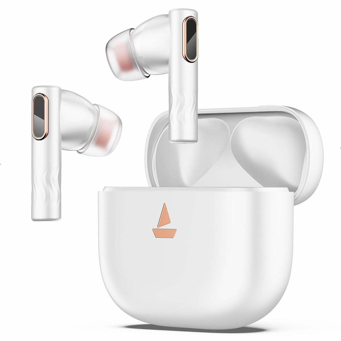 boAt Nirvana Nebula Truly Wireless in Ear Ear Buds w/Dolby Audio, ANC(Upto 35dB), 50 HRS Playback,6-Mic AI-ENx™,ASAP™ Charge,in Ear Detection & Hearables App Support(Celestial White) - Nalanda Enterprises