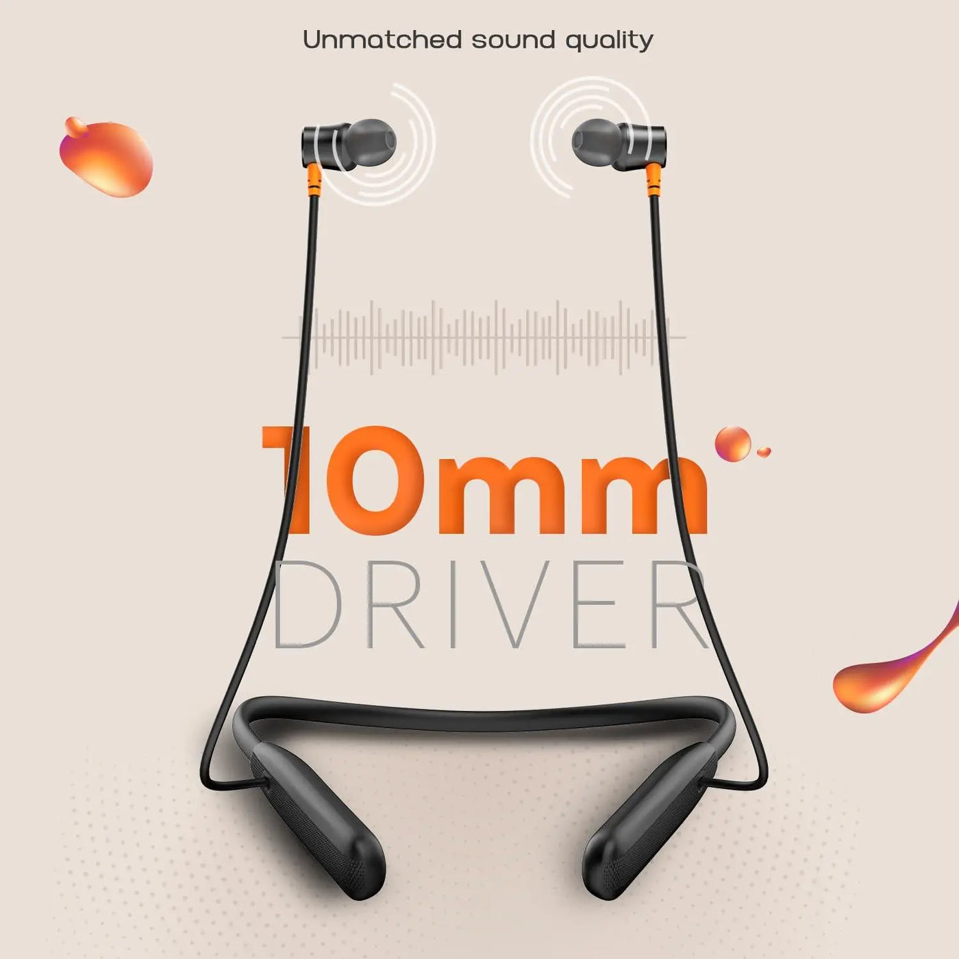 Noise Airwave Bluetooth in Ear Neckband with 50H of Playtime, 3 EQ Modes, ENC for Calling, Low Latency(Upto 50ms), 10mm Driver, BT v5.3(Jet Black) - Nalanda Enterprises