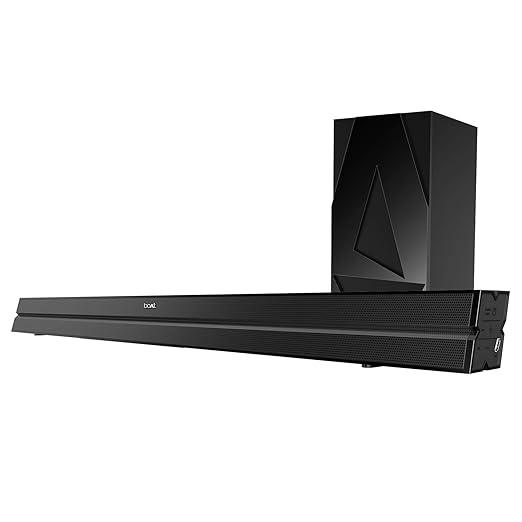 boAt Aavante Bar 1500 2.1 Channel Home Theatre Soundbar with 120W Signature Sound, Wired Subwoofer, Multiple Connectivity Modes, Entertainment EQ Modes and Sleek Finish (Black) - Nalanda Enterprises