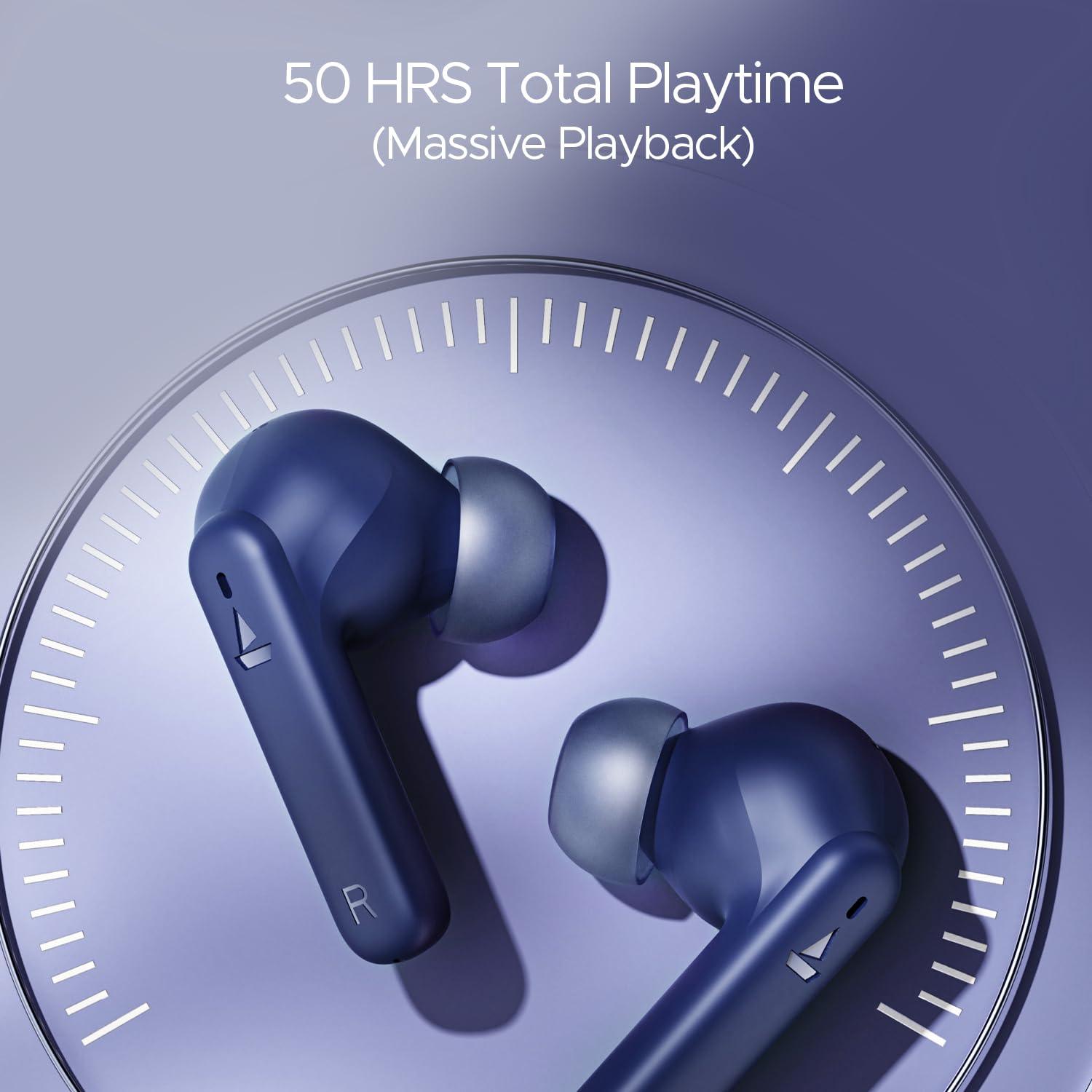 boAt Airdopes 170 TWS Earbuds with 50H Playtime, Quad Mics ENx™ Tech, Low Latency Mode, 13mm Drivers, ASAP™ Charge, IPX4, IWP™, Touch Controls & BT v5.3(Tranquil Blue) - Nalanda Enterprises