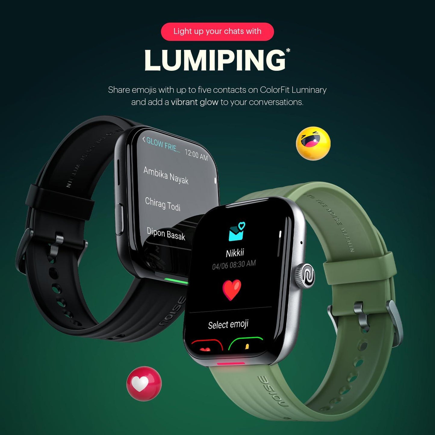 Noise Ultra 3 Luminary with India's 1st Ever Personalised Notification Alerts (Lumilert), 1.96" AMOLED Display, Premium Metallic Dial, Send Upto 5 Emojis (Lumiping), Health Suite (Jet Black) - Nalanda Enterprises