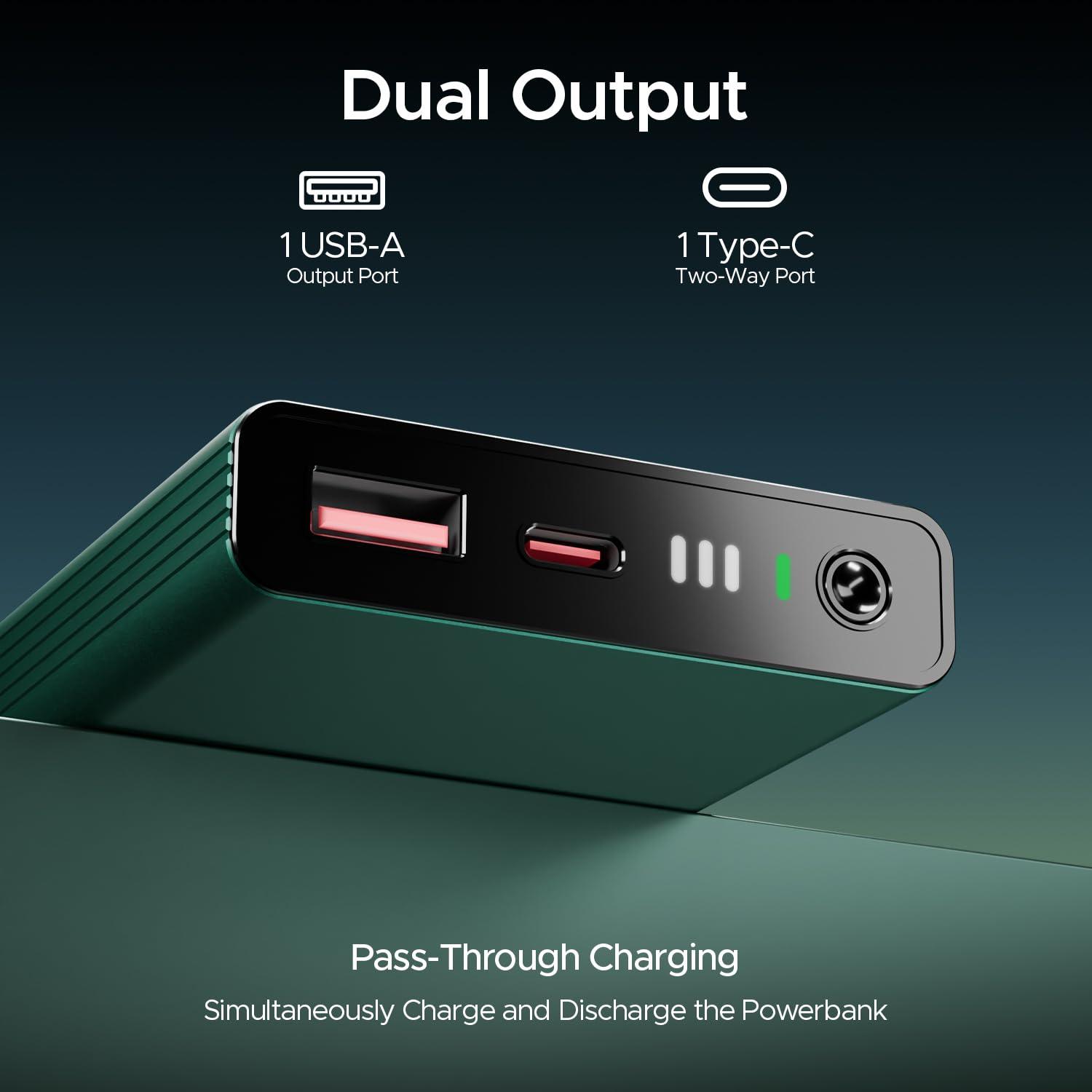 boAt EnergyShroom PB300 Air 10000 mAh 22.5W Pocket Size Power Bank with Compact and Lightweight Design, LED Battery Display, 12 Layer Smart IC Protection & Smart Power Management(Carbon Black) - Nalanda Enterprises