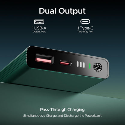 boAt EnergyShroom PB300 Air 10000 mAh 22.5W Pocket Size Power Bank with Compact and Lightweight Design, LED Battery Display, 12 Layer Smart IC Protection & Smart Power Management(Carbon Black) - Nalanda Enterprises