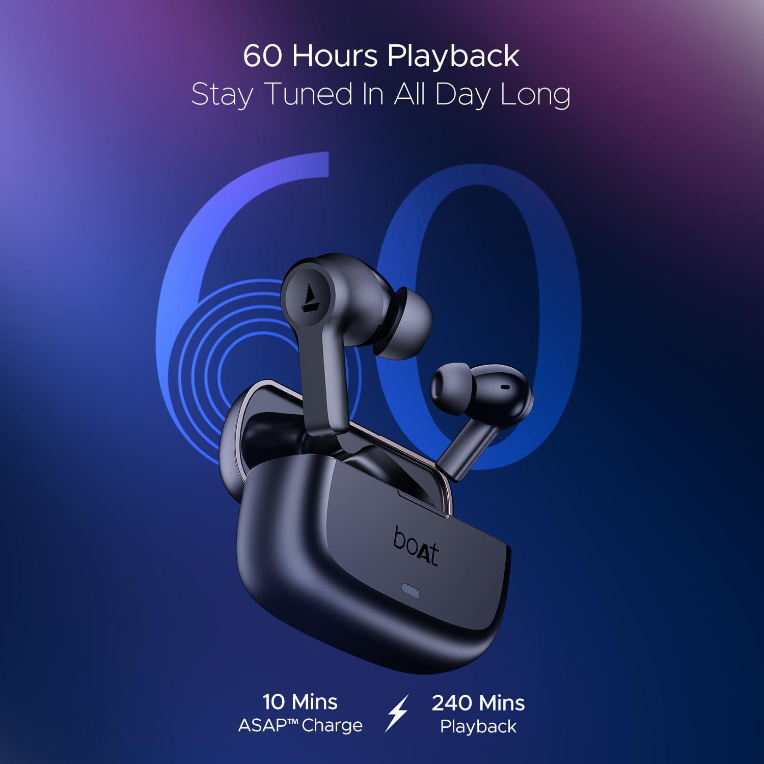 boAt Nirvana Lucid w/ 32 dB ANC, Multi-Point Connectivity, in-Ear Detection, 60HRS Playback, Hearables App, 4 Mics ENx, IPX5 Truly Wireless in Ear Earbuds, TWS Ear Buds - Nalanda Enterprises
