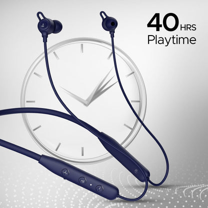 boAt Rockerz 109 Bluetooth Neckband with 40 hrs Playback,ENx Technology, Beast Mode (60ms), Magnetic Buds, Dual Pairing, ASAP Charge, IPX5 Water Resistance(Active Black) - Nalanda Enterprises