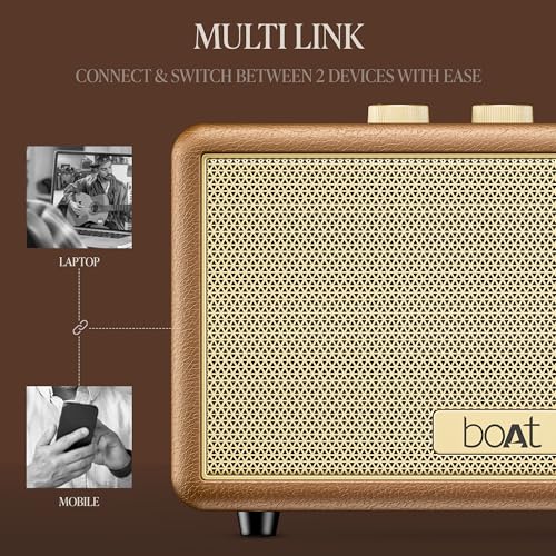 Stone Opus, 80W Signature Sound, 12HRS Battery, Multilink Connectivity, Built-in Subwoofer, Premium Design, TWS, Bluetooth Speaker, Wireless Speaker, Portable Speaker (Caramel Brown)|B0DQKVF2H4