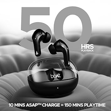 boAt Airdopes 311 Pro, 50HRS Battery, Fast Charge, Dual Mics ENx Tech, Transparent LID, Low Latency, IPX4, IWP Tech, v5.3 Bluetooth Earbuds, TWS Ear Buds Wireless Earphones with mic - Nalanda Enterprises
