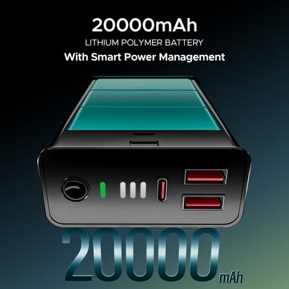 boAt Newly Launched Pocket Energyshroom PB400 Pro 20000mAh | Compact Power Bank w/Type-C Input (2-Way Port), 3X Output Ports,2-Way 22.5W Fast Charging, Pass-Through Charging(Carbon Black) - Nalanda Enterprises