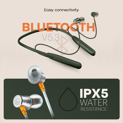 Noise Airwave Bluetooth in Ear Neckband with 50H of Playtime, 3 EQ Modes, ENC for Calling, Low Latency(Upto 50ms), 10mm Driver, BT v5.3(Jet Black) - Nalanda Enterprises