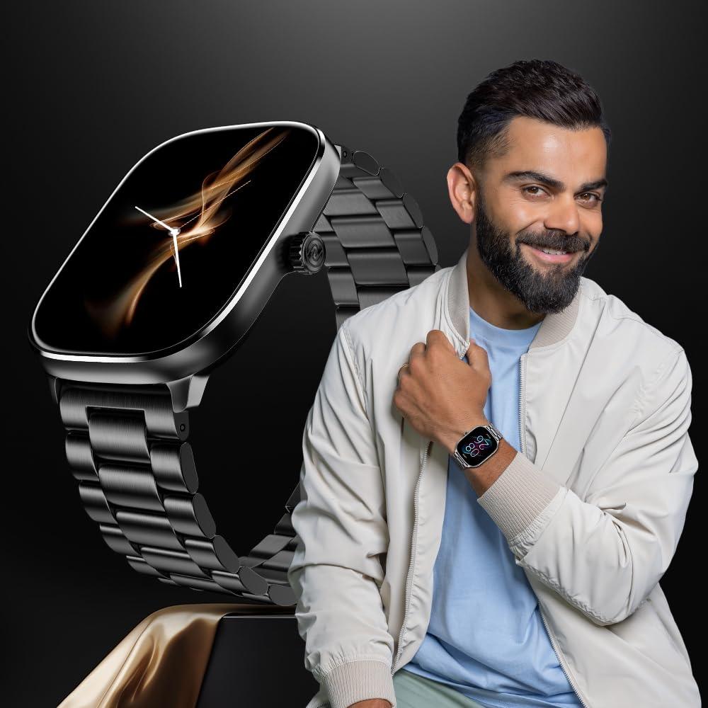 Noise New Macro Smart Watch with 2.0” HD Display,Metallic Finish BT Calling, Functional Crown, 7 Days Battery Life, Sleep Tracking, 200+ Watch Faces (Elite Black) - Nalanda Enterprises