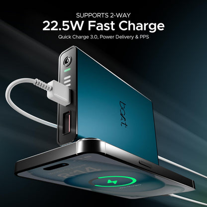 boAt EnergyShroom PB300 Air 10000 mAh 22.5W Pocket Size Power Bank with Compact and Lightweight Design, LED Battery Display, 12 Layer Smart IC Protection & Smart Power Management(Carbon Black) - Nalanda Enterprises