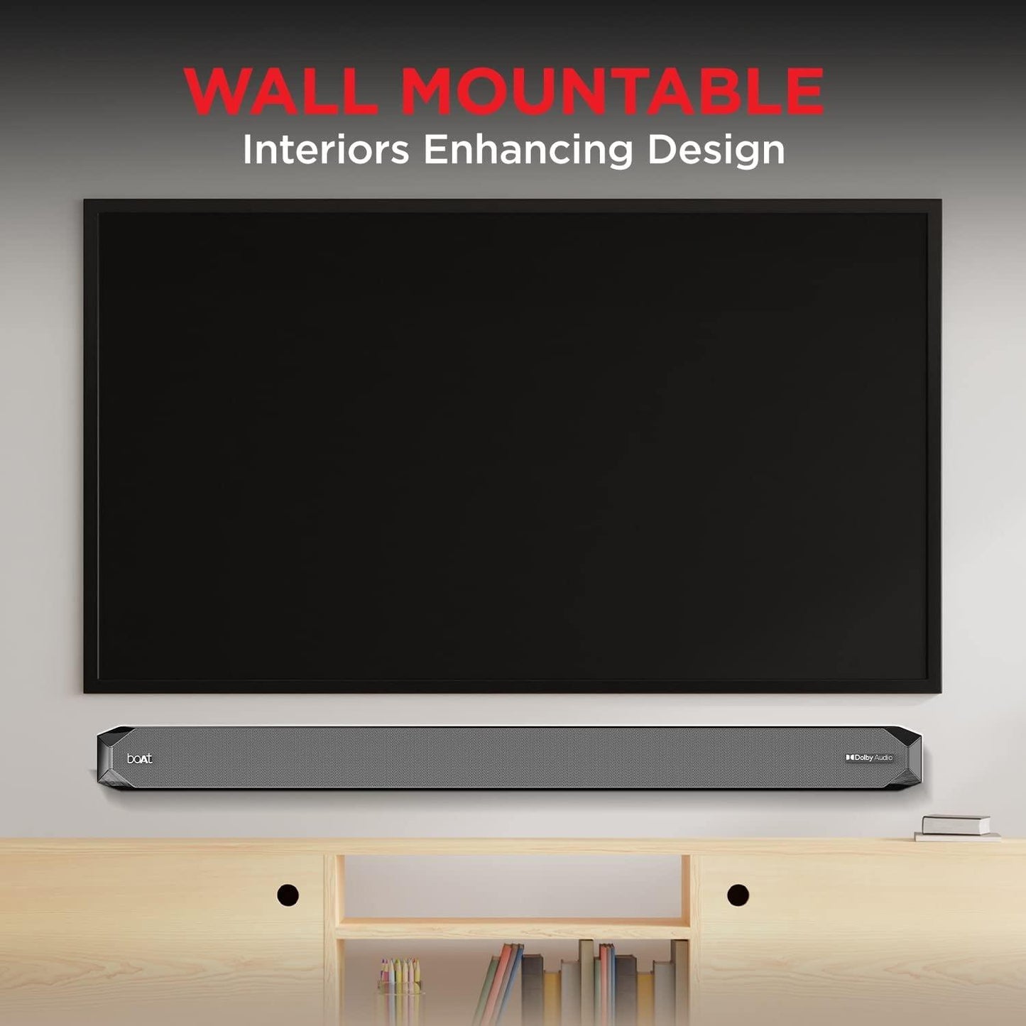 boAt Aavante Bar 1500 2.1 Channel Home Theatre Soundbar with 120W Signature Sound, Wired Subwoofer, Multiple Connectivity Modes, Entertainment EQ Modes and Sleek Finish (Black) - Nalanda Enterprises