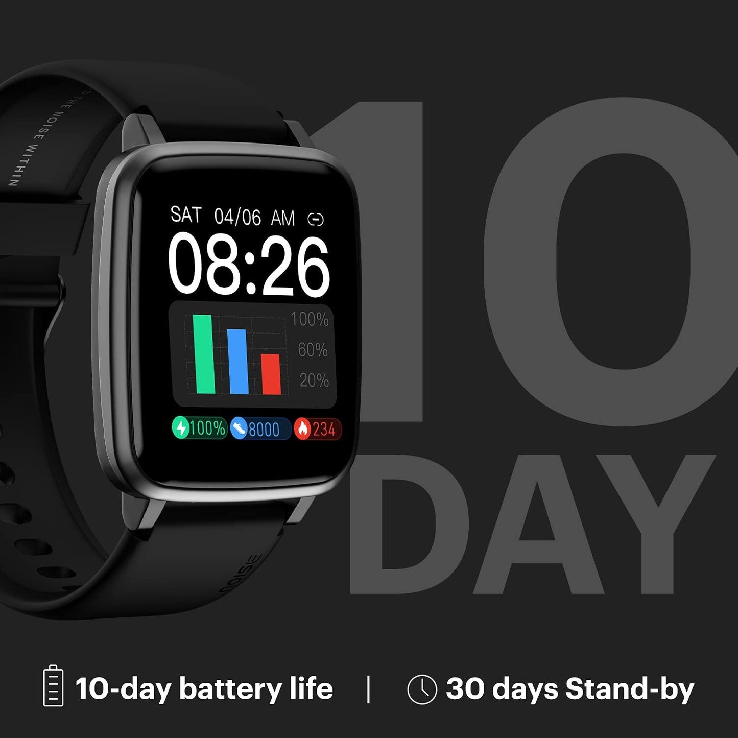 Noise New Macro Smart Watch with 2.0” HD Display,Metallic Finish BT Calling, Functional Crown, 7 Days Battery Life, Sleep Tracking, 200+ Watch Faces (Elite Black) - Nalanda Enterprises