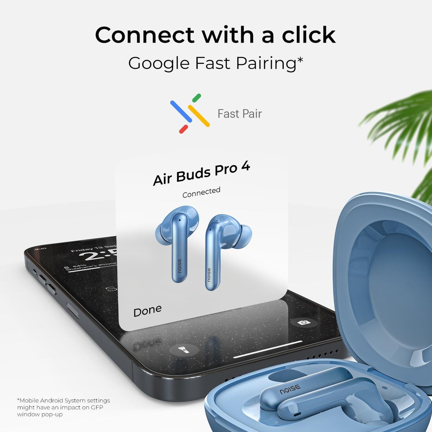 Noise Newly Launched Air Buds Pro 4 in-Ear Truly Wireless Earbuds with Metallic Finish, Hybrid ANC (Upto 40dB), 50H of Playtime, Dual Pairing, Spatial Audio, BT v5.3(Lake Blue) - Nalanda Enterprises