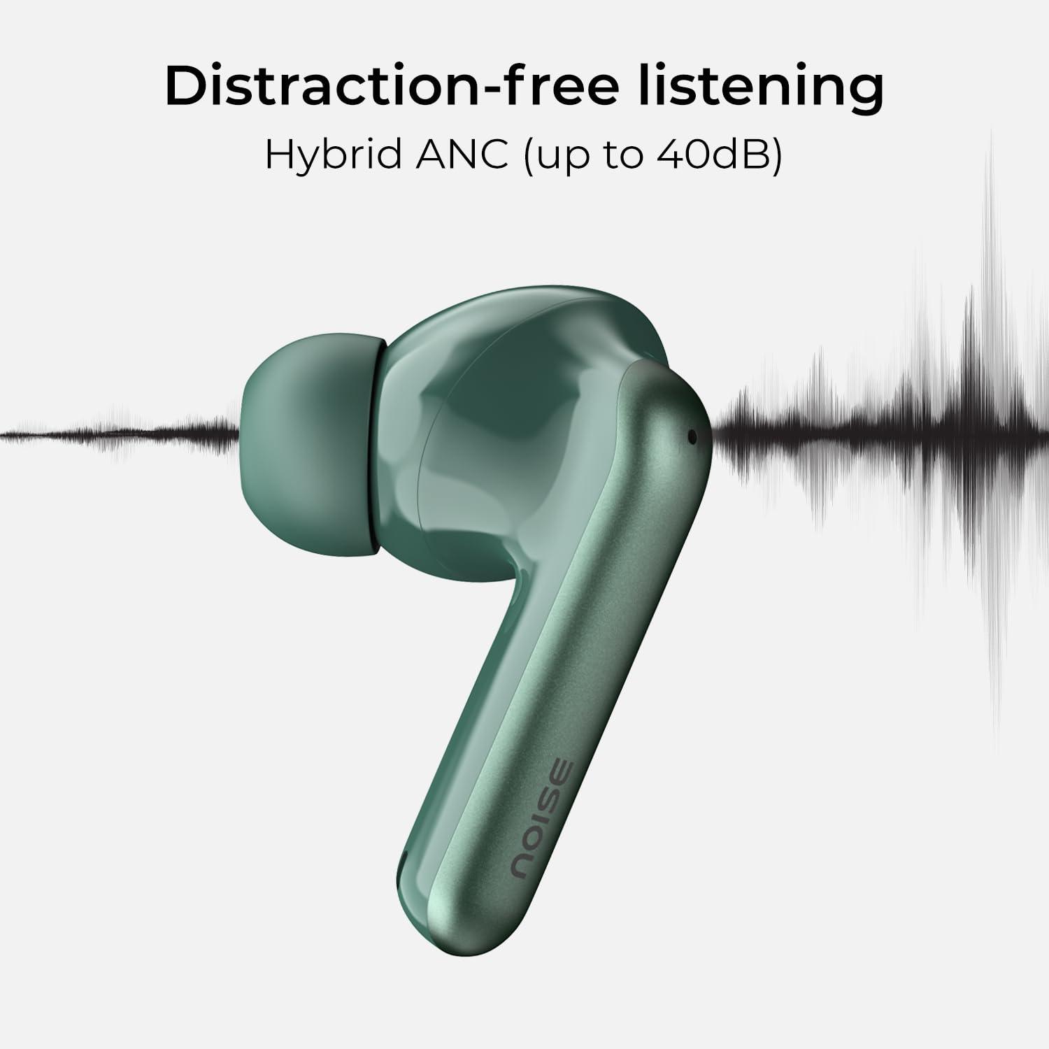 Noise Newly Launched Air Buds Pro 4 in-Ear Truly Wireless Earbuds with Metallic Finish, Hybrid ANC (Upto 40dB), 50H of Playtime, Dual Pairing, Spatial Audio, BT v5.3(Lake Blue) - Nalanda Enterprises