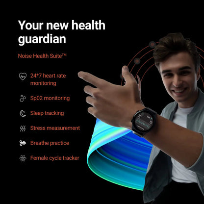 Noise Twist Go Round dial Smartwatch with BT Calling, 1.39" Display, Metal Build, 100+ Watch Faces, IP68, Sleep Tracking, 100+ Sports Modes, 24/7 Heart Rate Monitoring (Black Link) - Nalanda Enterprises