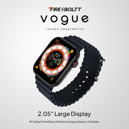 Boltt Newly Launched Vogue Large 2.05" Display Smart Watch, Always On Display, Wireless Charging, App Based GPS with Bluetooth Calling & 500+ Watch Faces (Loop Orange)
