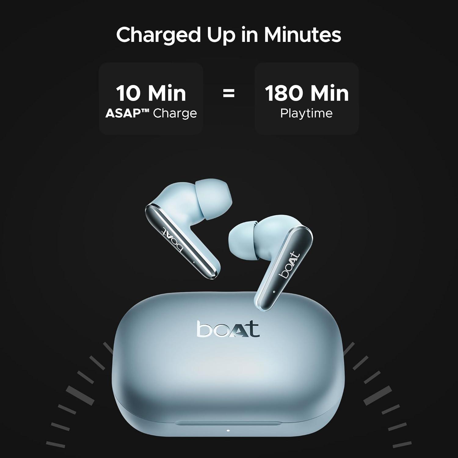 boAt Airdopes 280 ANC Truly Wireless in-Ear Earbuds with 32dB ANC, Ambient Mode, 60HRS Playback, 13mm Drivers, 4 Mics ENx™, in-Ear Detection, ASAP™ Charge,Beast Mode,IPX5 Ear Buds TWS (Active Black) - Nalanda Enterprises