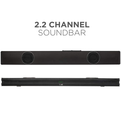 boAt Aavante Bar 1500 2.1 Channel Home Theatre Soundbar with 120W Signature Sound, Wired Subwoofer, Multiple Connectivity Modes, Entertainment EQ Modes and Sleek Finish (Black) - Nalanda Enterprises