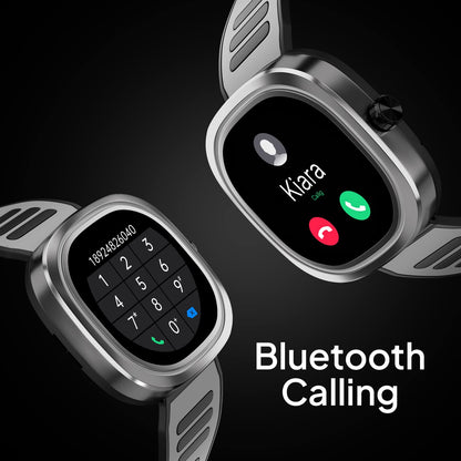 Fire-Boltt Collide 1.32" Display Smartwatch, Bluetooth Calling with Body Shielding Metal Paint, Single BT Connection, BT 2.0 Ultra Low Power Consumption, SpO2 (Silver Black)