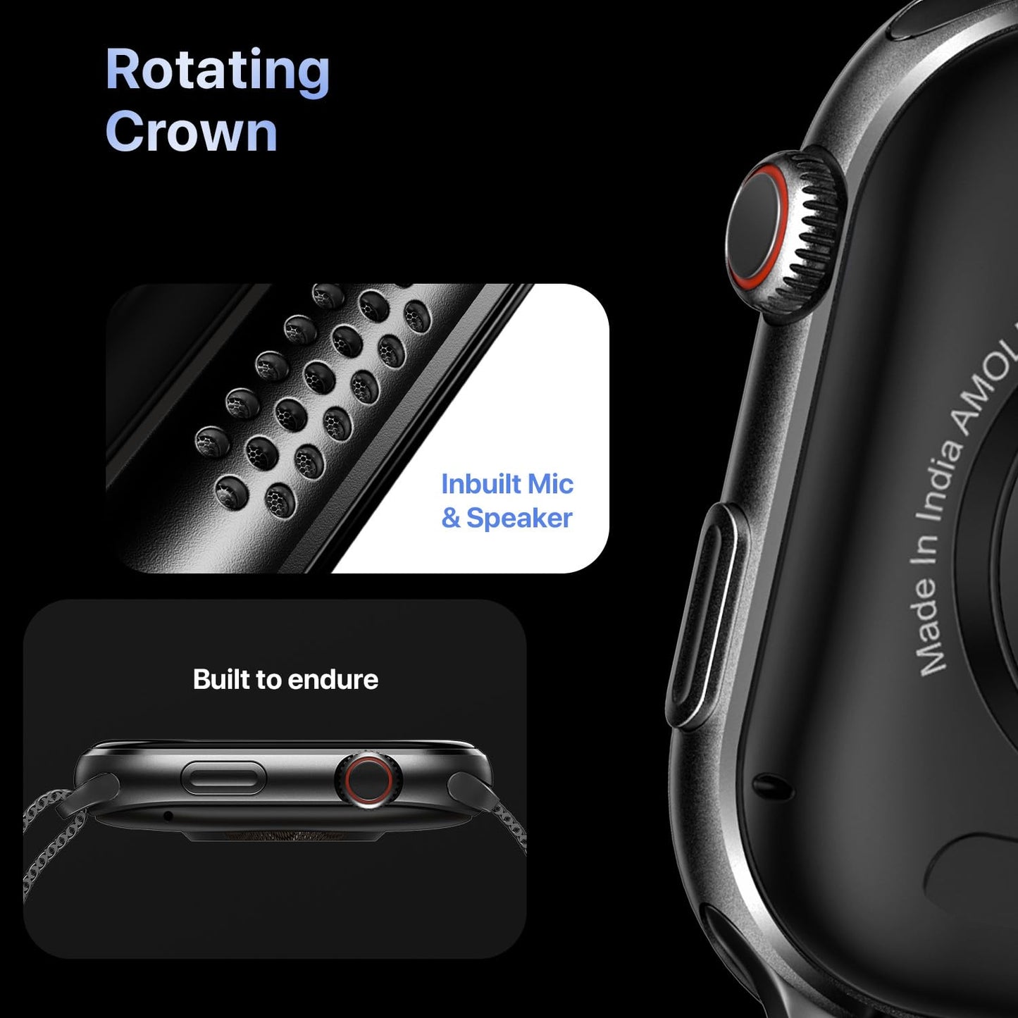 Fire-Boltt Brillia Smart Watch with 51.3mm (2.02 inch) AMOLED Display, Bluetooth Calling, SpO2, Heart Rate Monitoring, 120+ Sports Modes (Brillia, Black)