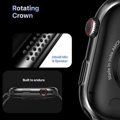 Fire-Boltt Brillia Smart Watch with 51.3mm (2.02 inch) AMOLED Display, Bluetooth Calling, SpO2, Heart Rate Monitoring, 120+ Sports Modes (Brillia, Black)