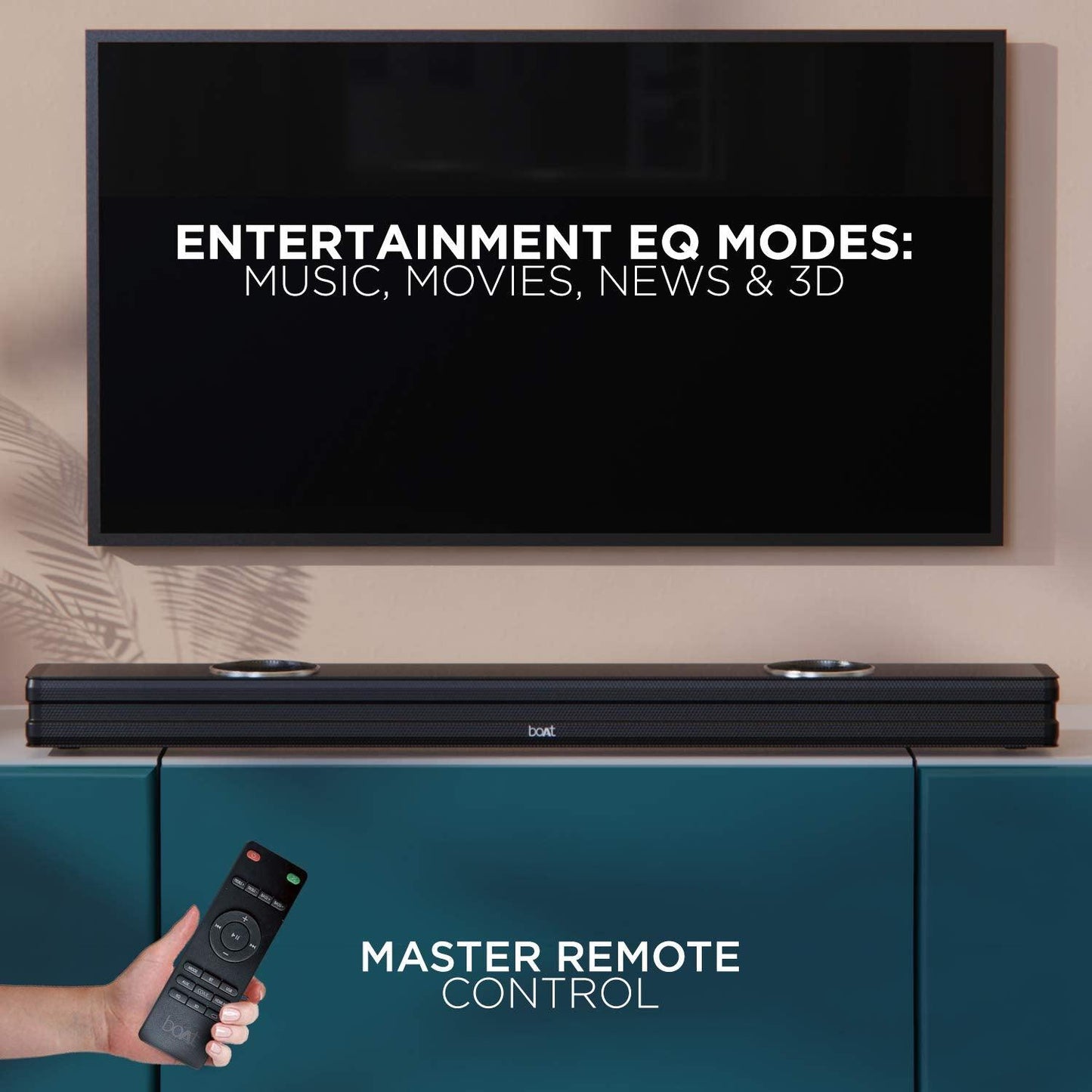 boAt Aavante Bar 1500 2.1 Channel Home Theatre Soundbar with 120W Signature Sound, Wired Subwoofer, Multiple Connectivity Modes, Entertainment EQ Modes and Sleek Finish (Black) - Nalanda Enterprises