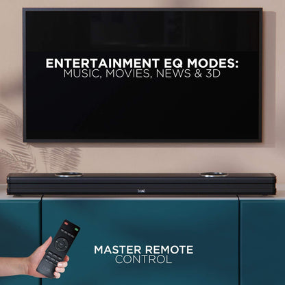 boAt Aavante Bar 1500 2.1 Channel Home Theatre Soundbar with 120W Signature Sound, Wired Subwoofer, Multiple Connectivity Modes, Entertainment EQ Modes and Sleek Finish (Black) - Nalanda Enterprises