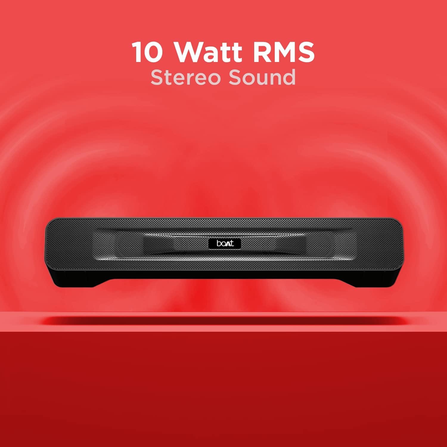 boAt Aavante Bar 1500 2.1 Channel Home Theatre Soundbar with 120W Signature Sound, Wired Subwoofer, Multiple Connectivity Modes, Entertainment EQ Modes and Sleek Finish (Black) - Nalanda Enterprises
