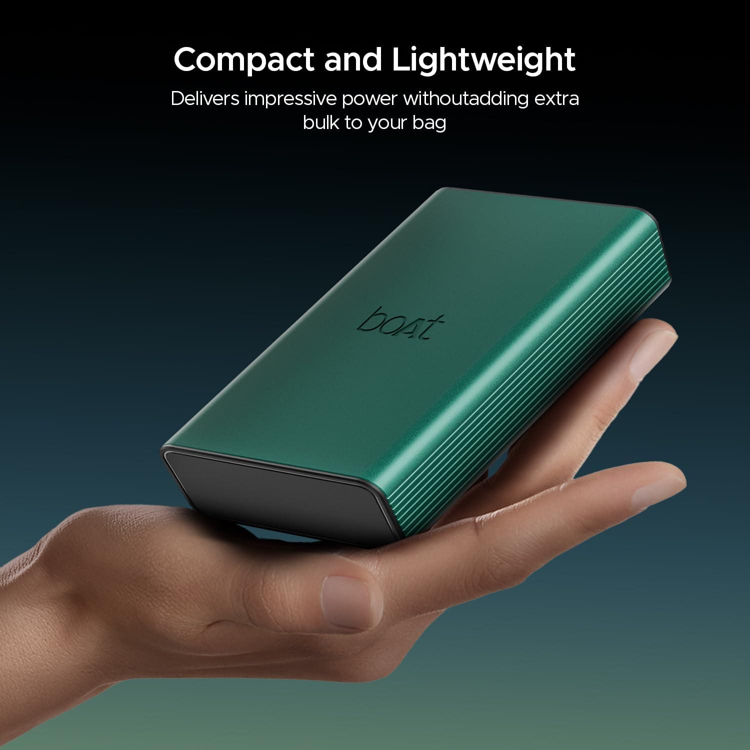 boAt Newly Launched Pocket Energyshroom PB400 Pro 20000mAh | Compact Power Bank w/Type-C Input (2-Way Port), 3X Output Ports,2-Way 22.5W Fast Charging, Pass-Through Charging(Carbon Black) - Nalanda Enterprises