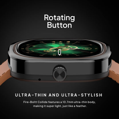 Fire-Boltt Collide 1.32" Display Smartwatch, Bluetooth Calling with Body Shielding Metal Paint, Single BT Connection, BT 2.0 Ultra Low Power Consumption, SpO2 (Silver Black)